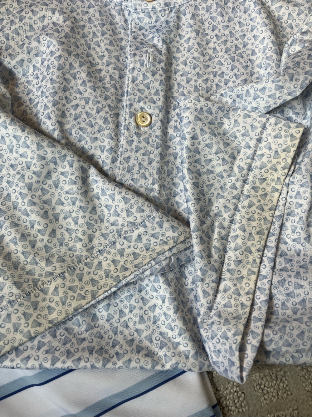 Peter Millar & RLXMen's White Polo Trio with Blue Stripe & Shuttlecock Print - M - Picture 7 of 7